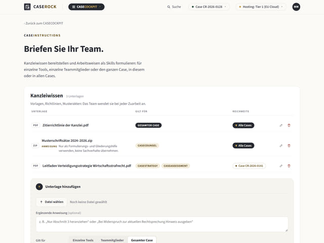 CASEINSTRUCTIONS: Kanzleiwissen mit Geltungsbereich und Reichweite