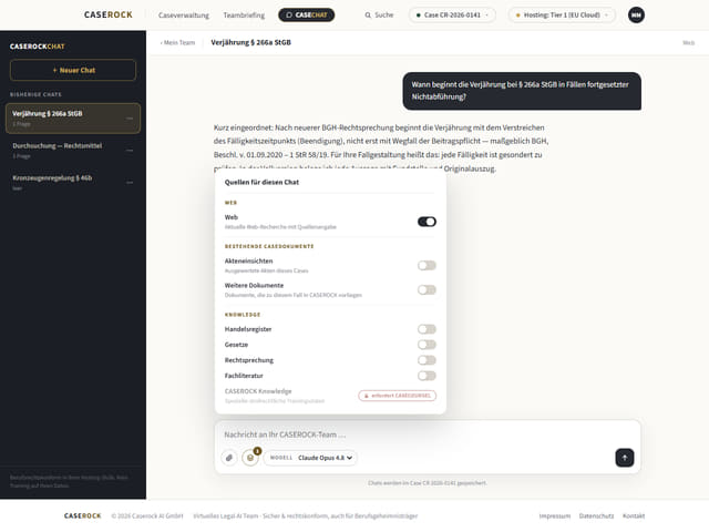 CASECHAT: Quellensteuerung je Chat
