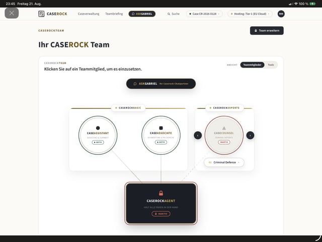 CASEROCKTEAM — Teamübersicht mit CASEASSISTANT, CASEASSOCIATE und CASECOUNSEL